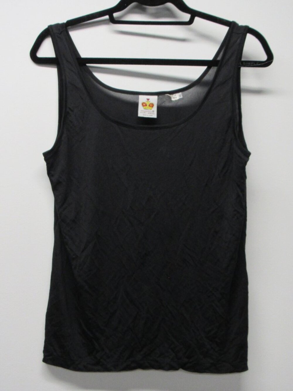 90s Y2K Mary Green 100% Silk Black Camisole Tank Top XL Basic Capsule Wardrobe
